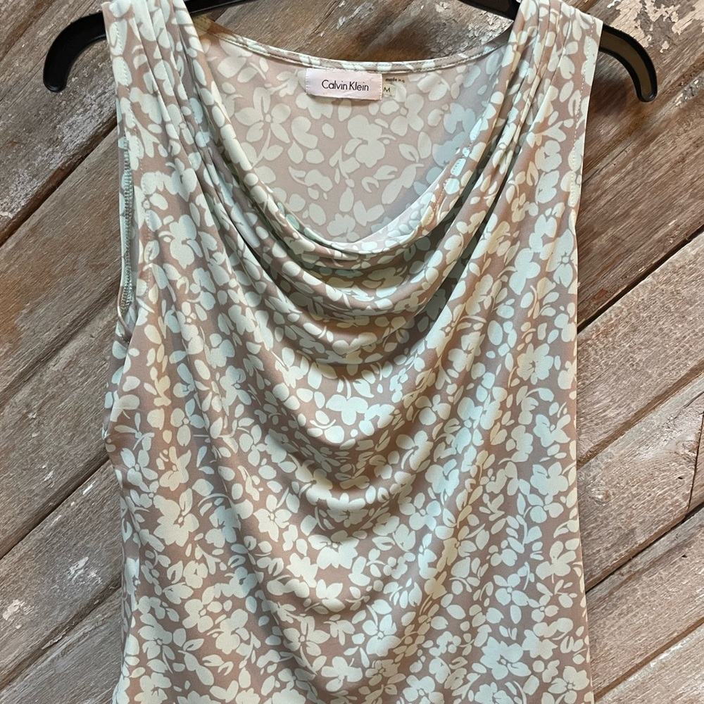 Sleeveless rayon Calvin Klein blouse floral print , cool and comfortable